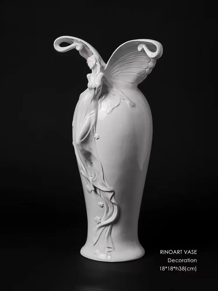 DC181 - AstierdeVillatt* Series Embossed Vintage Artifact "Lily Goddess" Pearl Glaze Vase Decoration