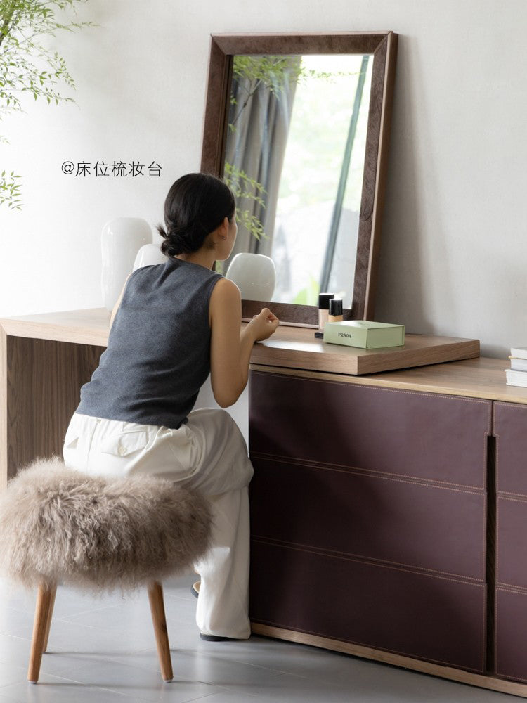 GA040 - Study Room Series "Expandable" Dining Side Cabinet Vintage Ebony Red Writing Desk Dual-use Bar Table Desk Storage Wine Cabinet