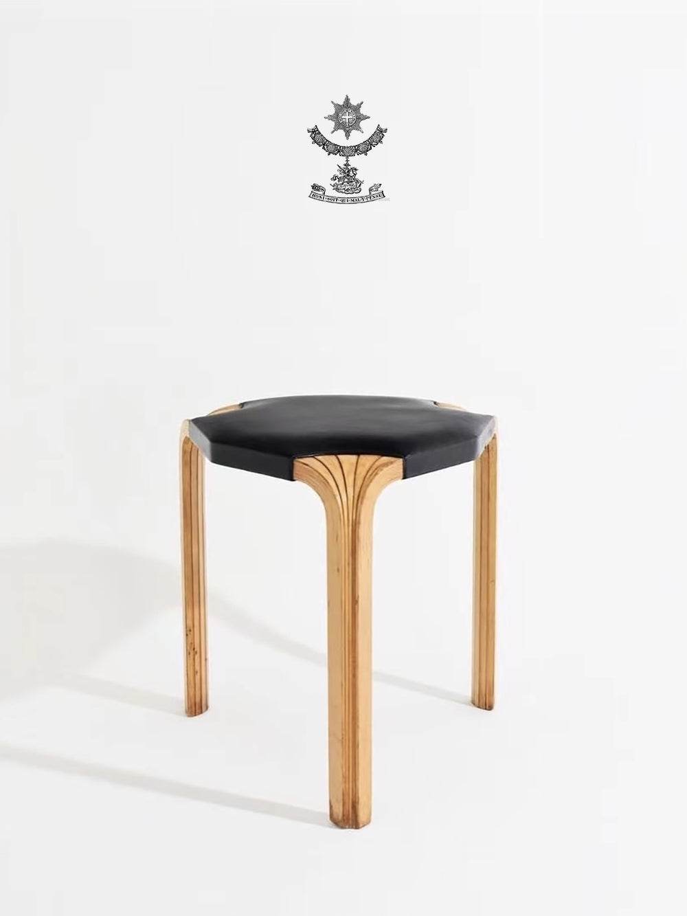 CH074 - Danish Vintage "Knight Stool": Side Table, Leather, Small Chair