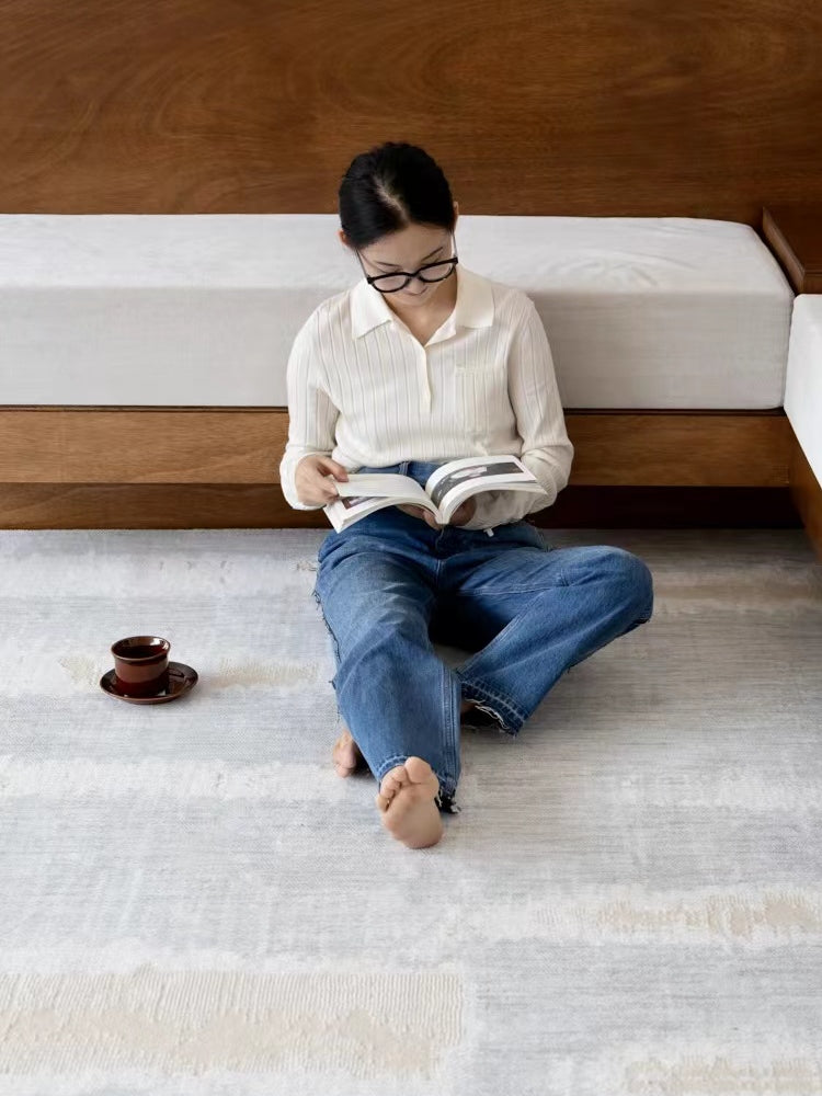 CP124 - Quiet Luxury New Color! White Oak Grain / New Zealand Wool Three-Dimensional Relief Snow Mountain Gray Bedside Carpet