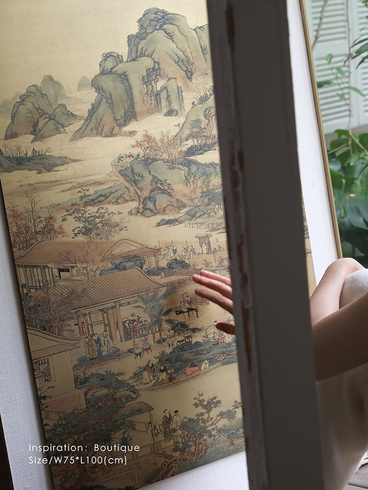 AH206 - Private Collection! Brass Carving "Twelve Scenes · Autumn" 3D Landscape Art