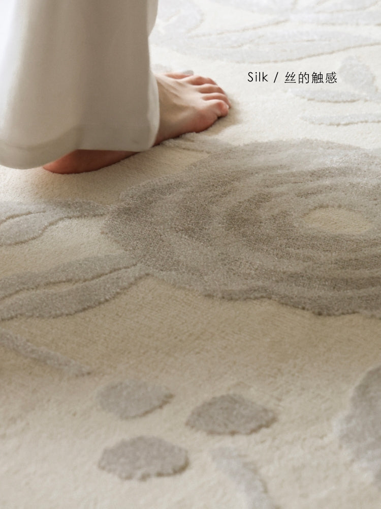 CP129 - "+Silk True Silk" Washable Carpet Series! Three-Dimensional Embossed Bedroom Bedside Carpet High-End Light Luxury