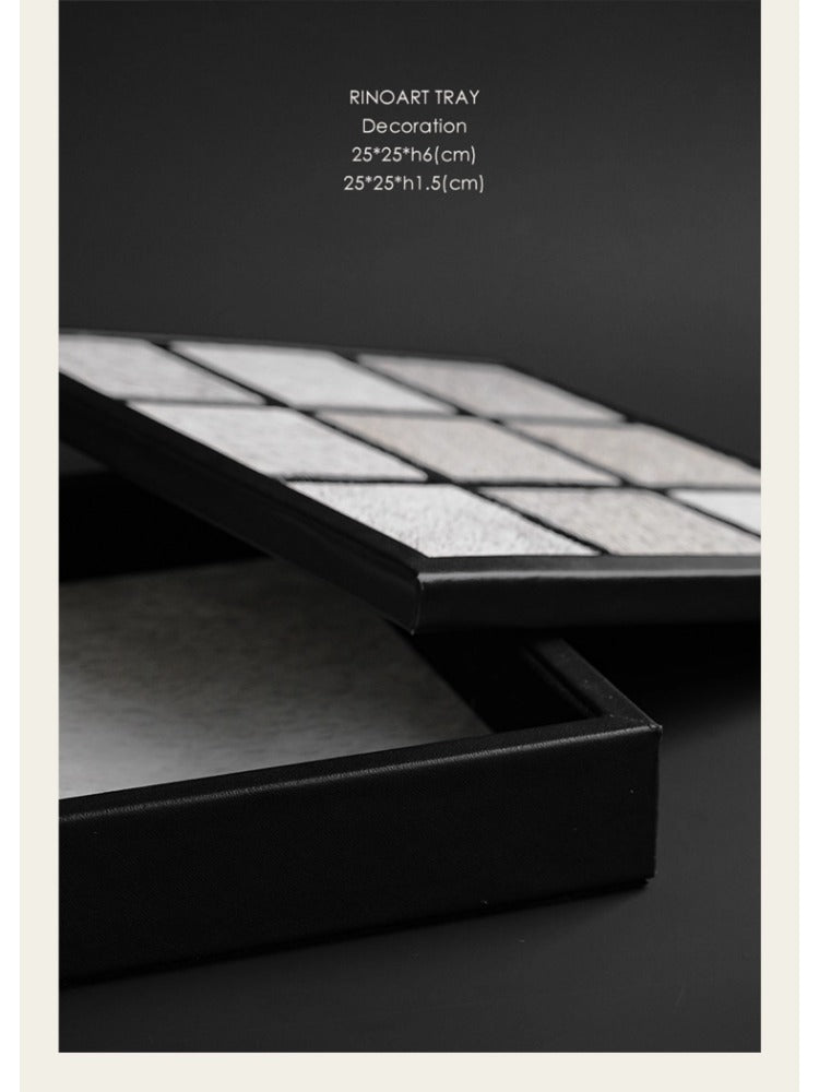 DC104 - Genuine cowhide! CH@NEL vintage chessboard pattern entrance table with lid jewelry box