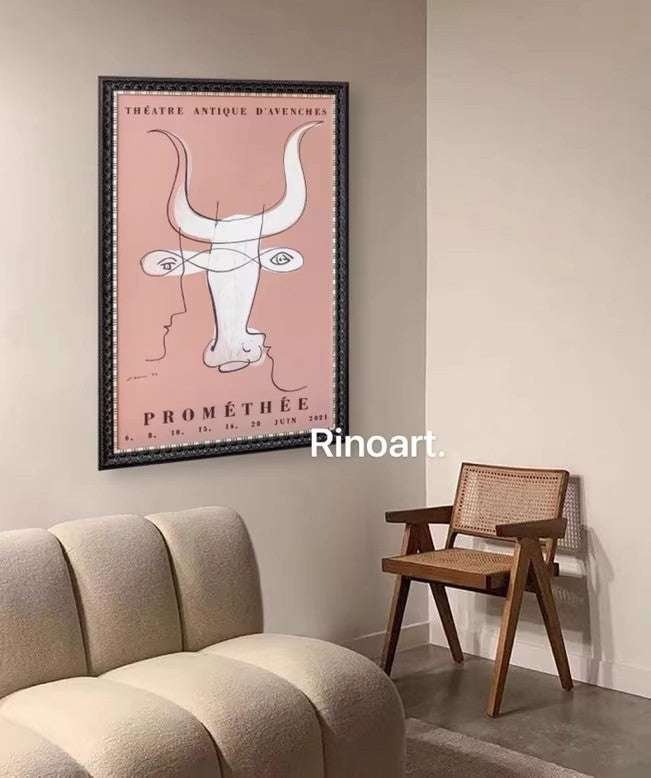 AH092 - Ancient Avant-garde Theater "Horns" Picasso Abstract Bedroom