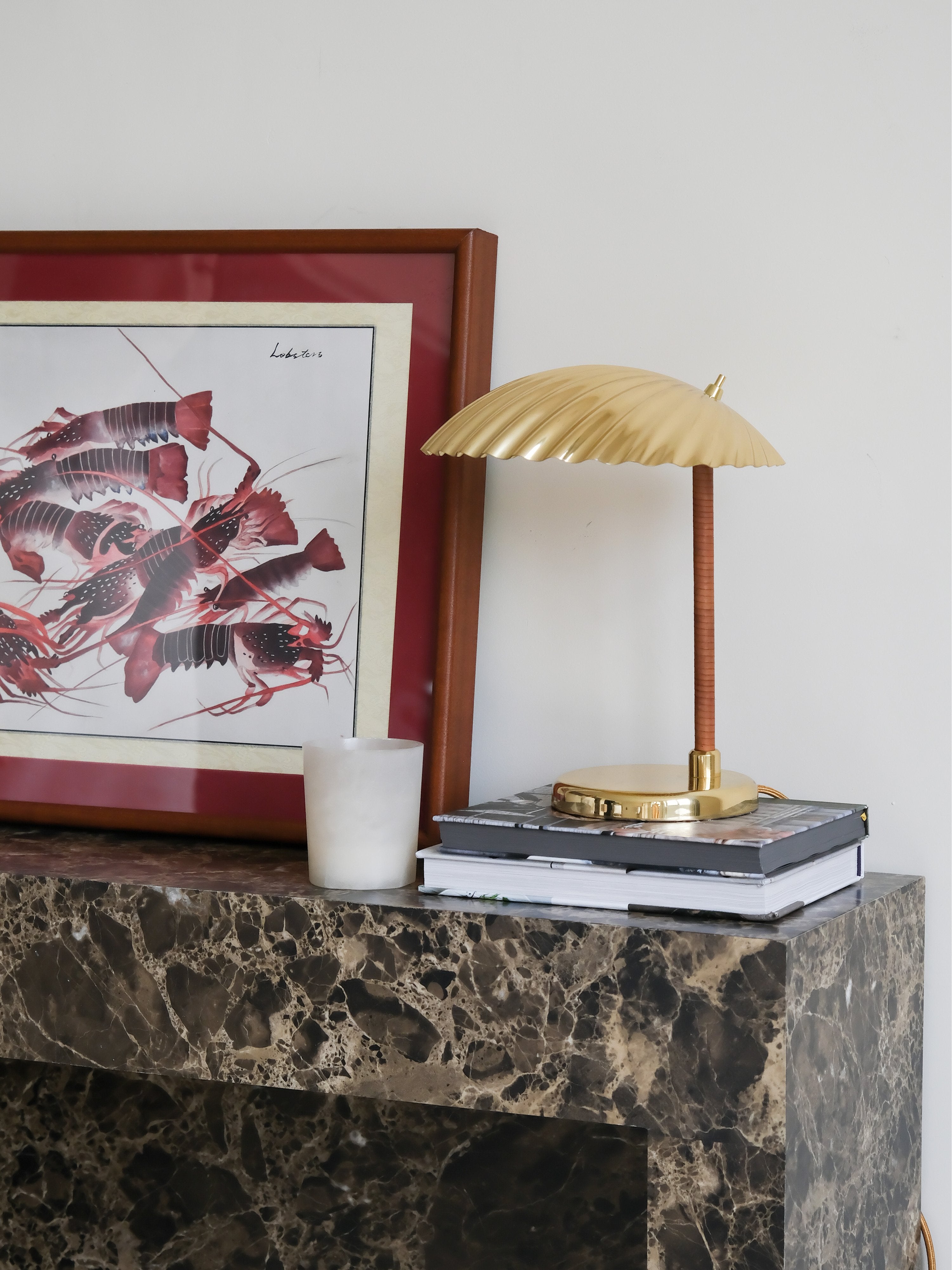 LA033 - Genuine Brass! Mikimoto Pearl Shell Lamp Bedroom Bedside Decorative Table Lamp Night Light