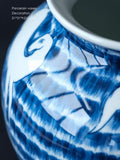 DC097 - Oriental Paris Blue and White Porcelain Grisaille Hand-painted Ink Blue "White Horse Crossing the Gap" Color Porcelain Vase