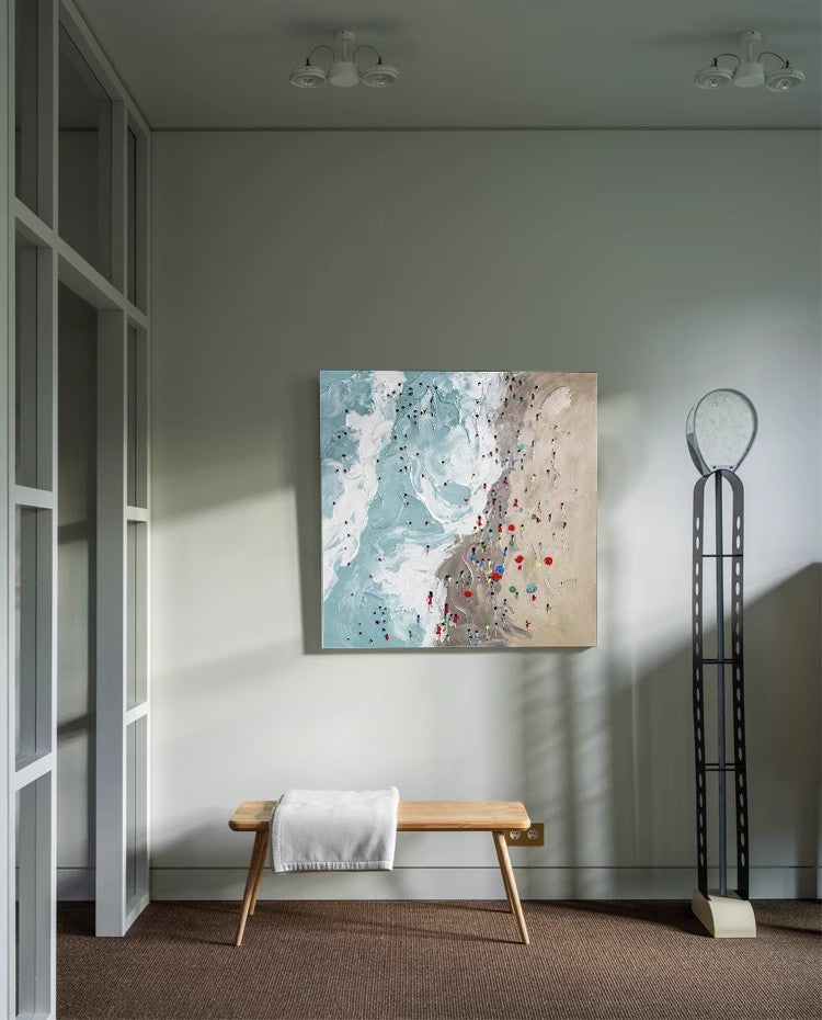 AH103 - Cocoa Beach Thick Paint Seaside Beach Cool Hanging Minimalist Creative Summer Wall Painting