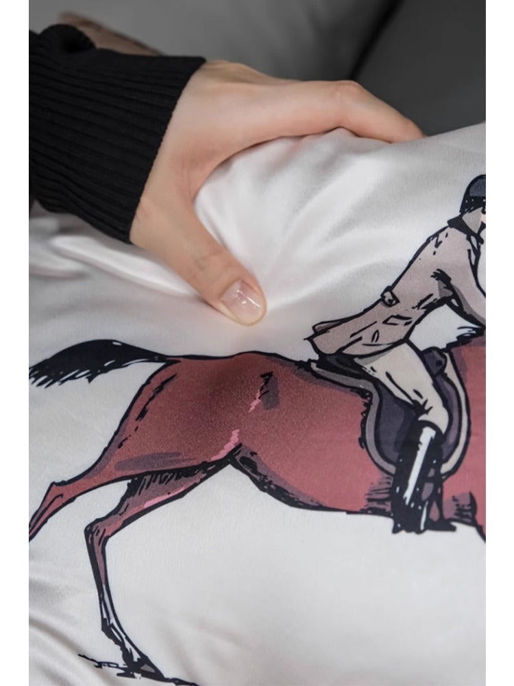 BD054 - Silk Feel "Royal Racehorse" Pillow: Rare Gray Pink