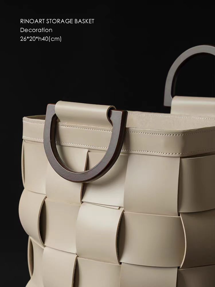 DC138 - Paris handbag style Jane Birkin BV woven saddle leather dirty clothes basket storage basket camping picnic