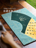 CP118 - "Getting Rich" Oriental Orchid Peace Fan New Chinese Bedside Blanket Entrance Mat