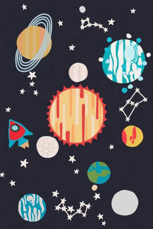 CP027 - Universe Deep Blue Planet Carpet Universe Trend Living Room Study Room Carpet Children's Room Game Blanket Bedside Carpet