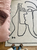 CP022 - Picasso Couple Hand-painted "Born to be Together" Elephant Gray Carpet Bedside Carpet Solid Handcrafted Lines