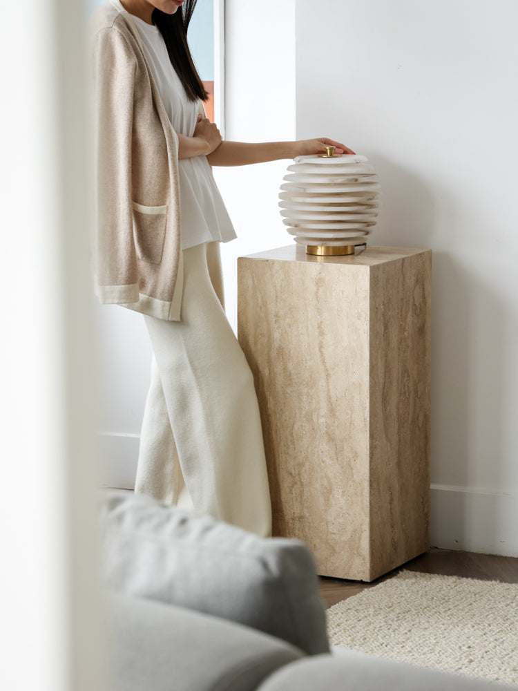 GA030 - Natural Luxury Stone! Italian Cave Stone Column Ornament Table Entrance Decoration Display Stand
