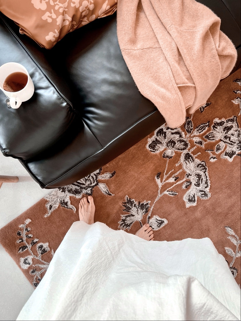 CP067 - Collection! 3D Embroidery Handmade Carpet "Prosperity" British Tea Color Living Room Sofa Carpet
