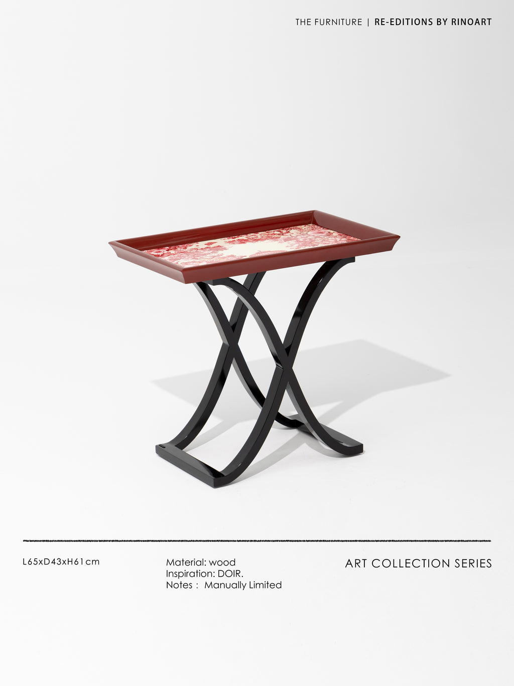 YA037 - Di@R Dutch Series / Eden Garden Ruyi Pattern Hand-painted Birch Solid Wood Mobile Side Table