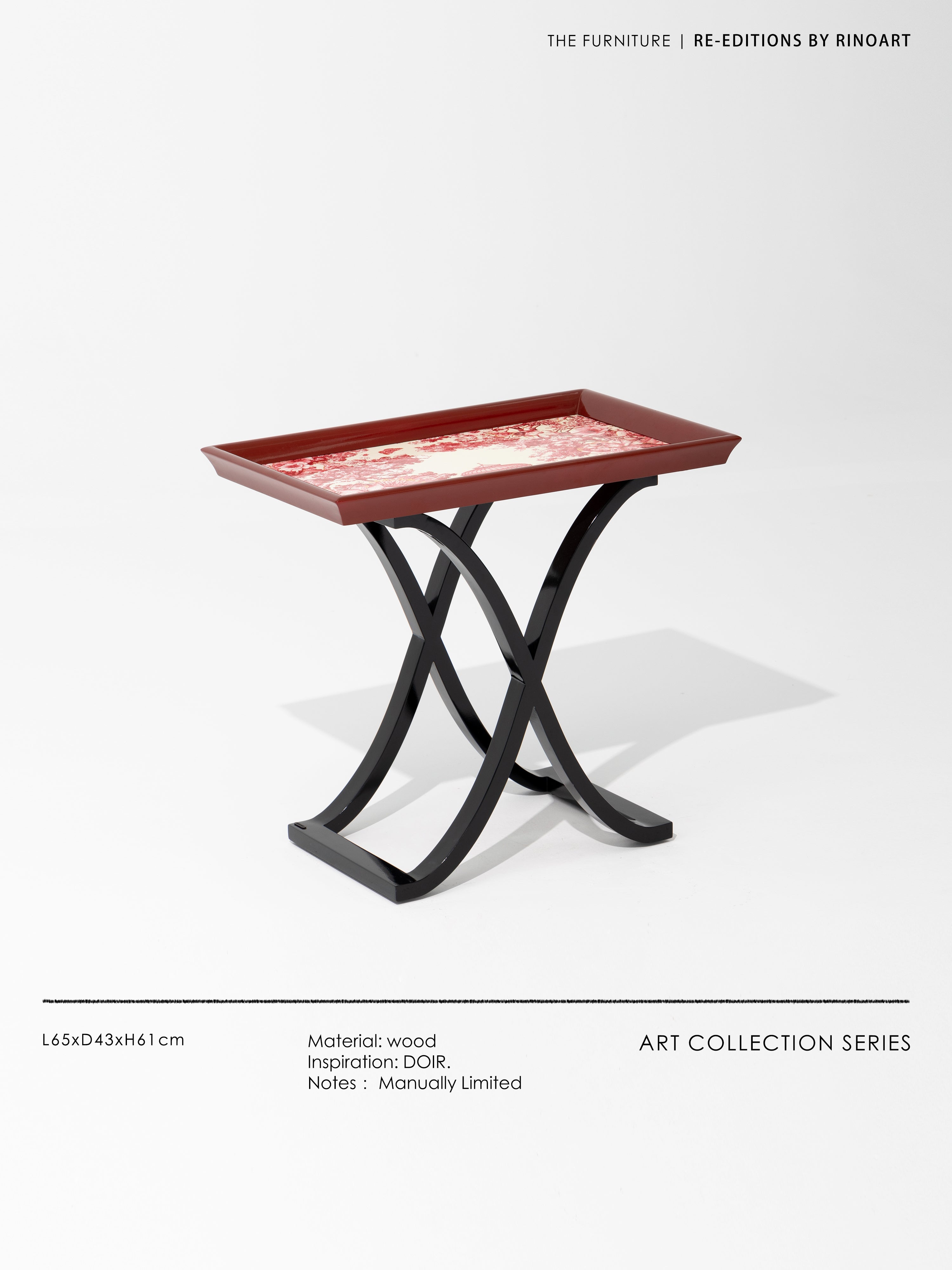 YA037 - Di@R Dutch Series / Eden Garden Ruyi Pattern Hand-painted Birch Solid Wood Mobile Side Table