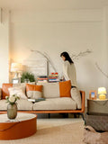 CH011-1 - Italian H-Sellier Sofa: Linen Patchwork, Living Room Tri-color Seating