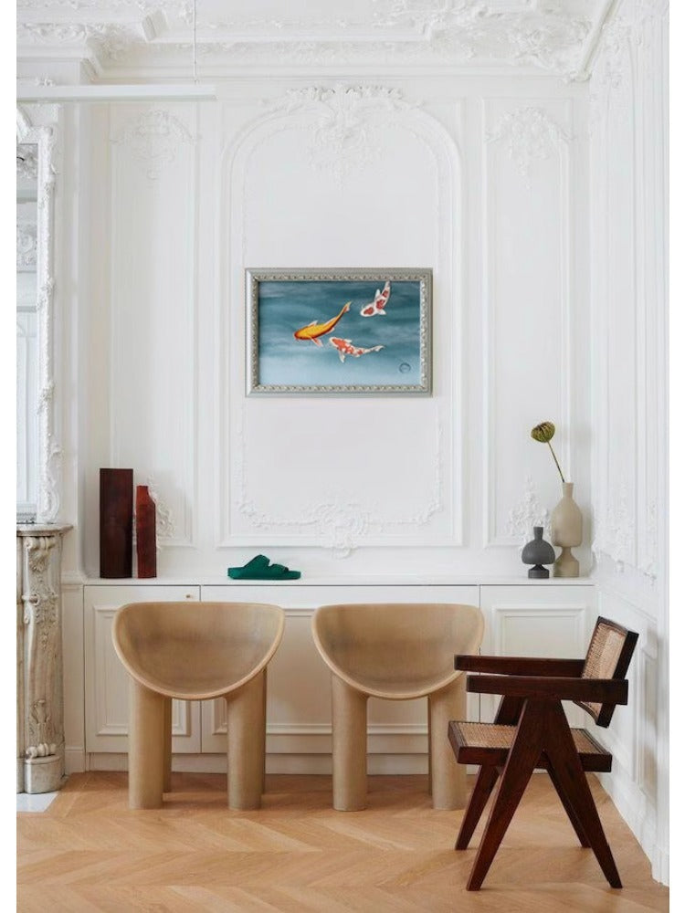 AH217 - Silk Gold Thread Embroidery "Lucky Koi" New Chinese Living Room Art