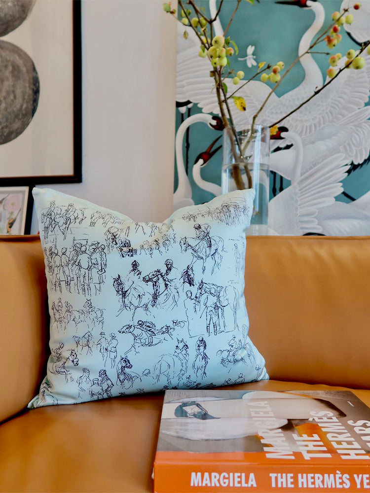 BD003 - Vintage Artistic Shell Green Silk Feel Pillow