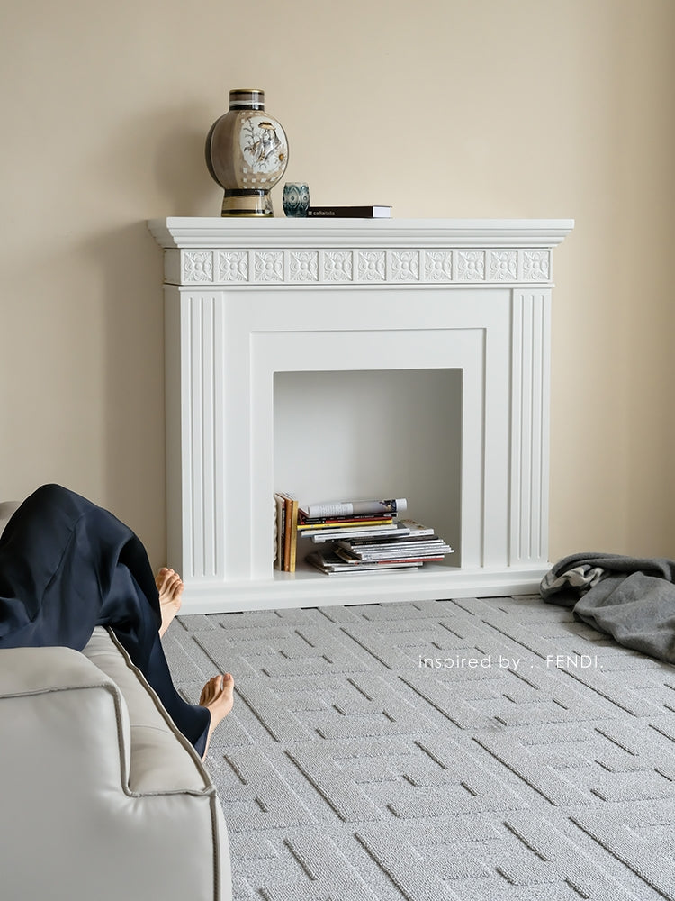 CP089 - Fendi Pearl Gray "Micro-Waterproof" Double F Three-Dimensional Relief Living Room Carpet Entry Bedroom Bedside Carpet