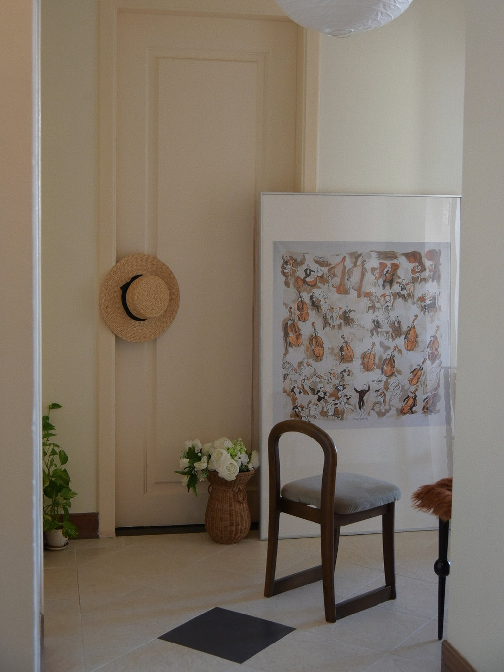 AP070 - "Round Dance" Symphony Silk Scarf Painting Antique Amber Brown Large Hanging Living Room Entryway Decorative Art