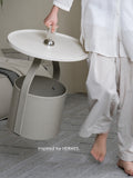 YA020-1 - Limited Edition Glacier Grey! HERM@S Creative Artistic Saddle Leather Sofa Side Table: Luxurious, Portable, Bedside