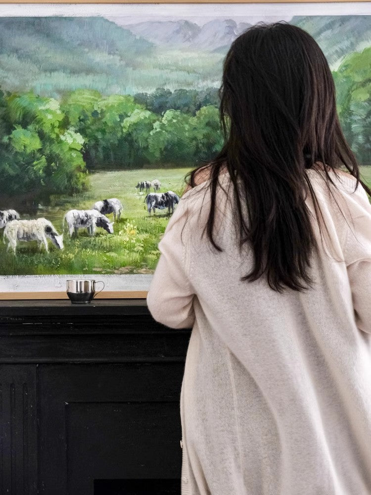 AH122 - Rhino Gallery Hand-painted Antique Oil Painting "Swiss Mountains"