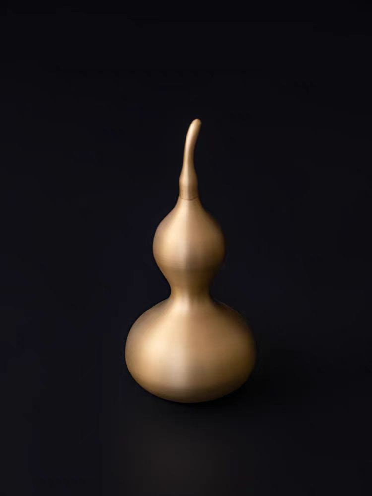 DC070 - Real brass Indian handmade "Fortune & Prosperity" golden gourd desktop branch flowerpot foyer fortune item