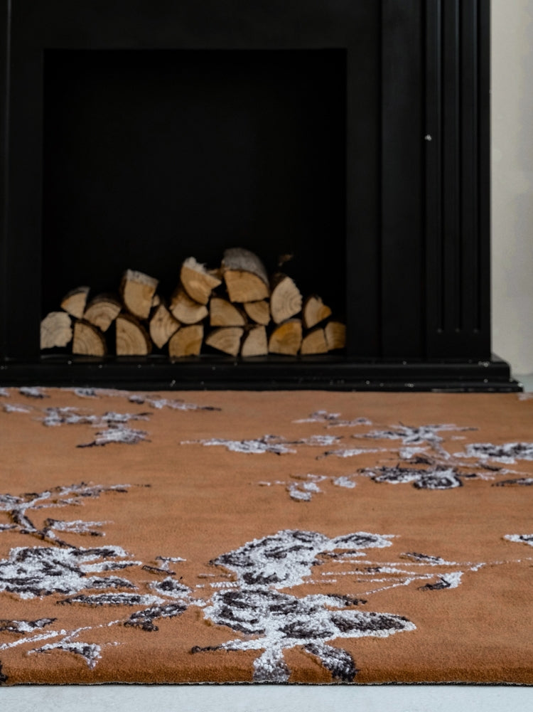 CP067 - Collection! 3D Embroidery Handmade Carpet "Prosperity" British Tea Color Living Room Sofa Carpet