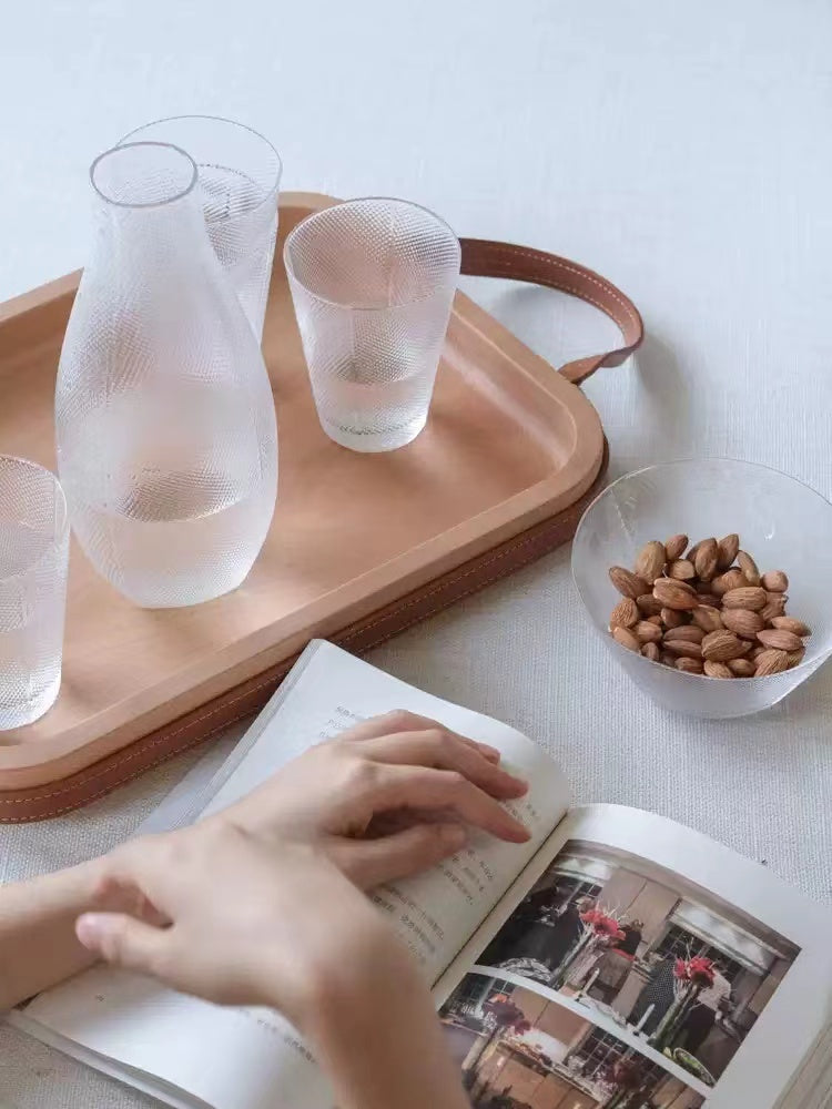 DC188 - Solid wood! HDeco series North American maple handmade "detachable" leather handle table multi-purpose tray