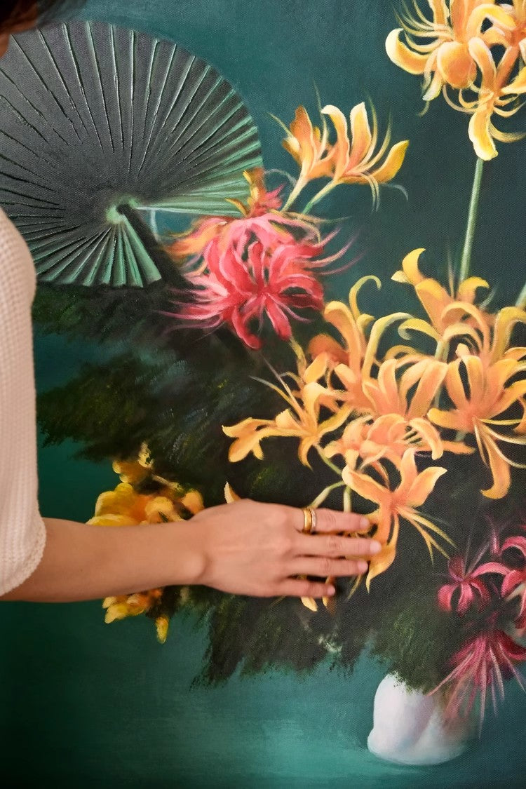 AH144 - Hand-painted Oil Painting "Wealthy Idle Person" Realistic Flowers