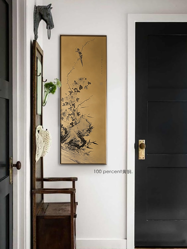 AH205 - Pure Brass! Copper Carving "Joyous Home" 3D Relief Floral Feng Shui Art