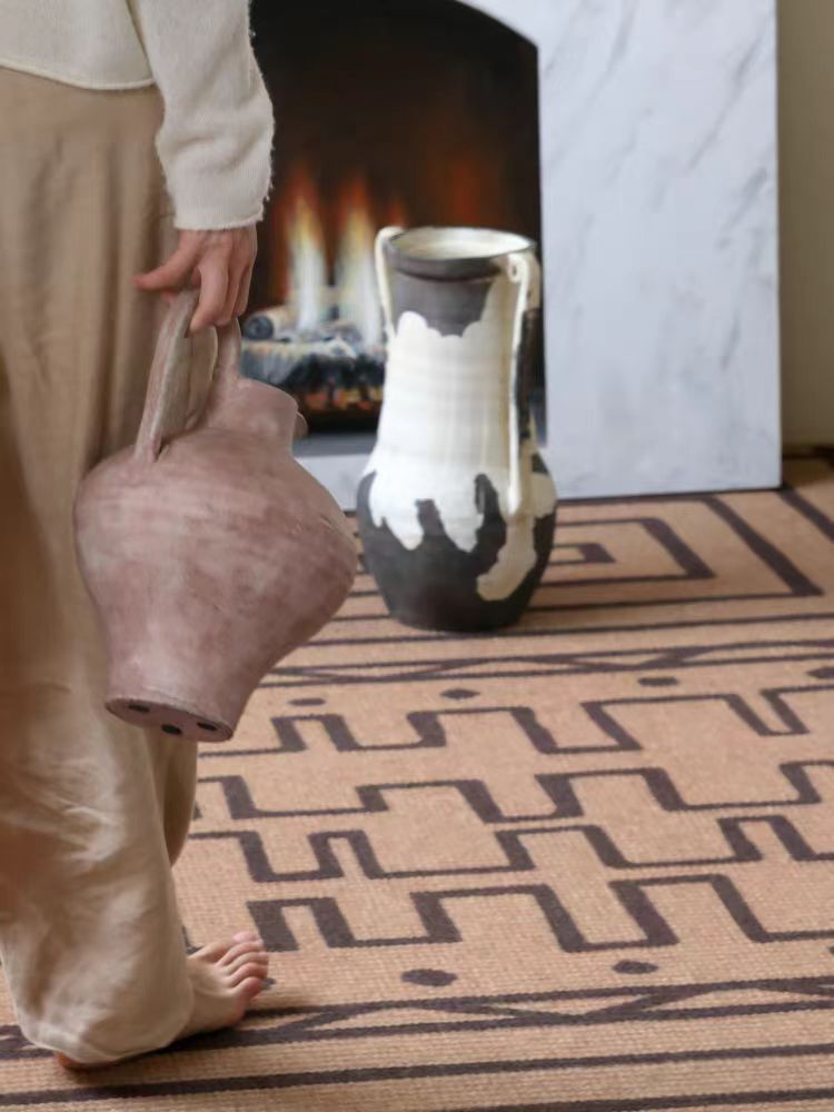 DC220 - Moroccan Handmade "Stable Bottle" Natural Clay Wabi Sabi Wabi Sabi Floor Vase Decoration