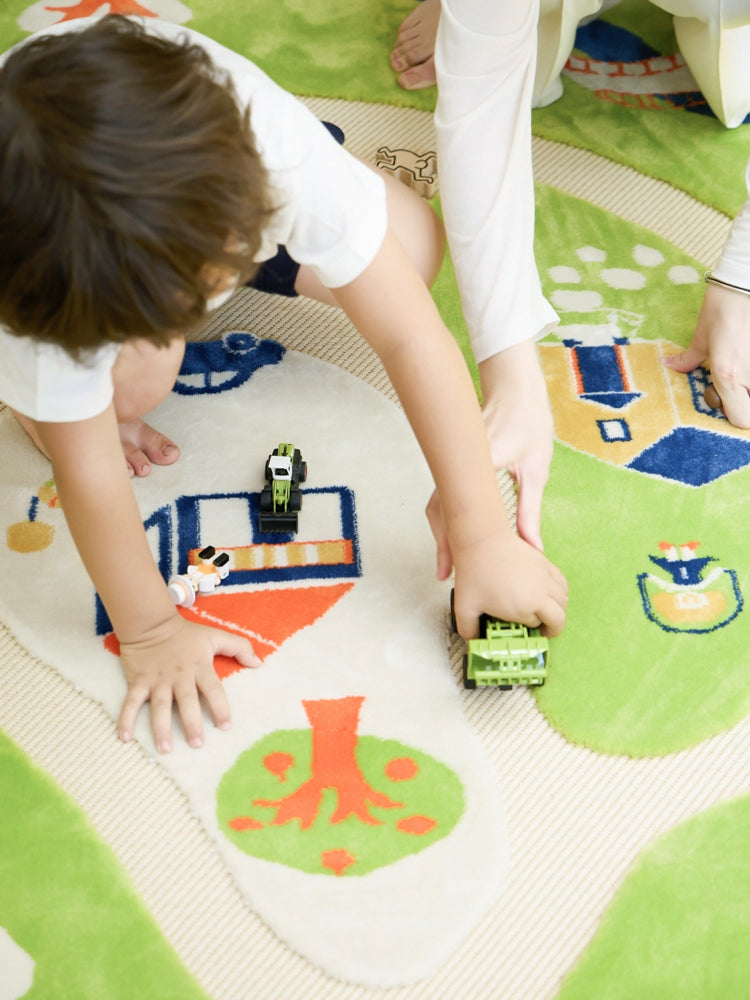 CP103 - kids Big Children's Carpet / Washable! "Central Park" 3D Small Car Track Bedside Carpet