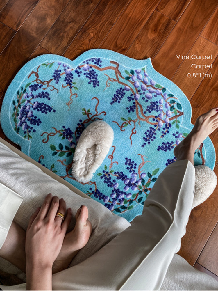 CP055 - Embroidered Cloisonné Grape "Abundant Harvest" Embroidered Carpet Oriental Paris Bedside Bathroom Small Carpet