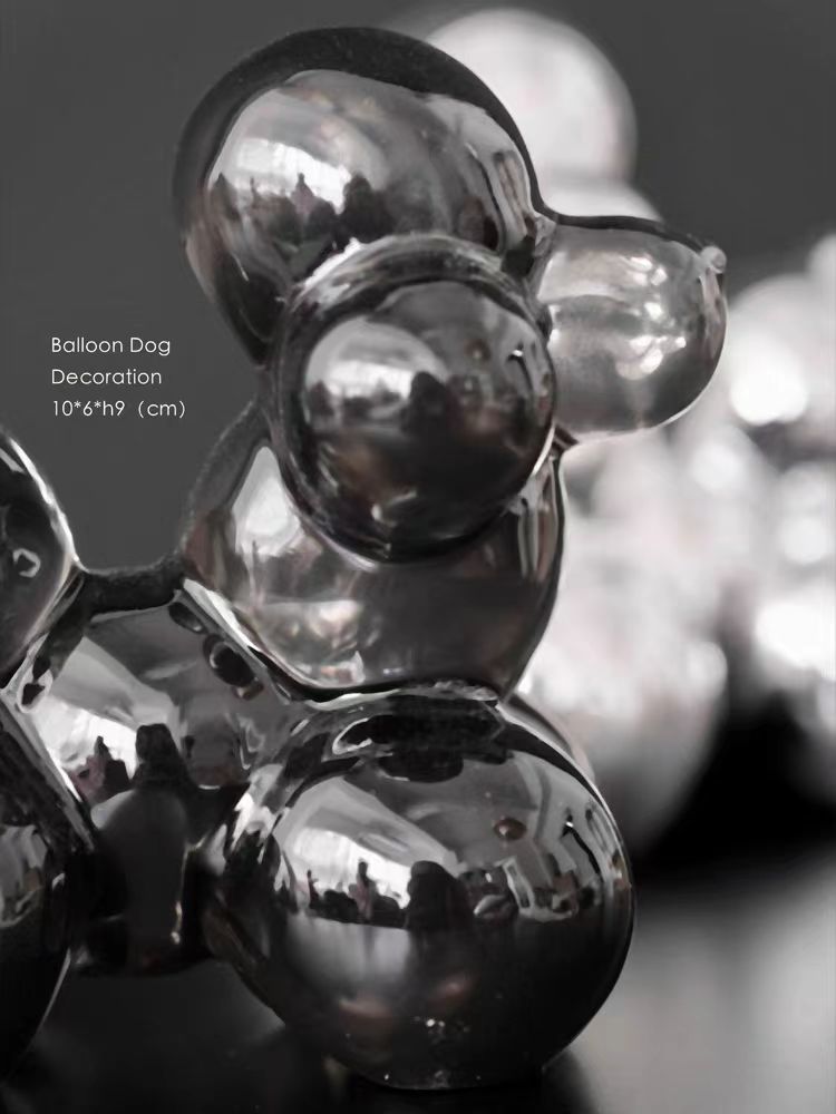 DC059 (Set) - Home Georg J* style Danish bicolored balloon dog paperweight silver grey home ornament