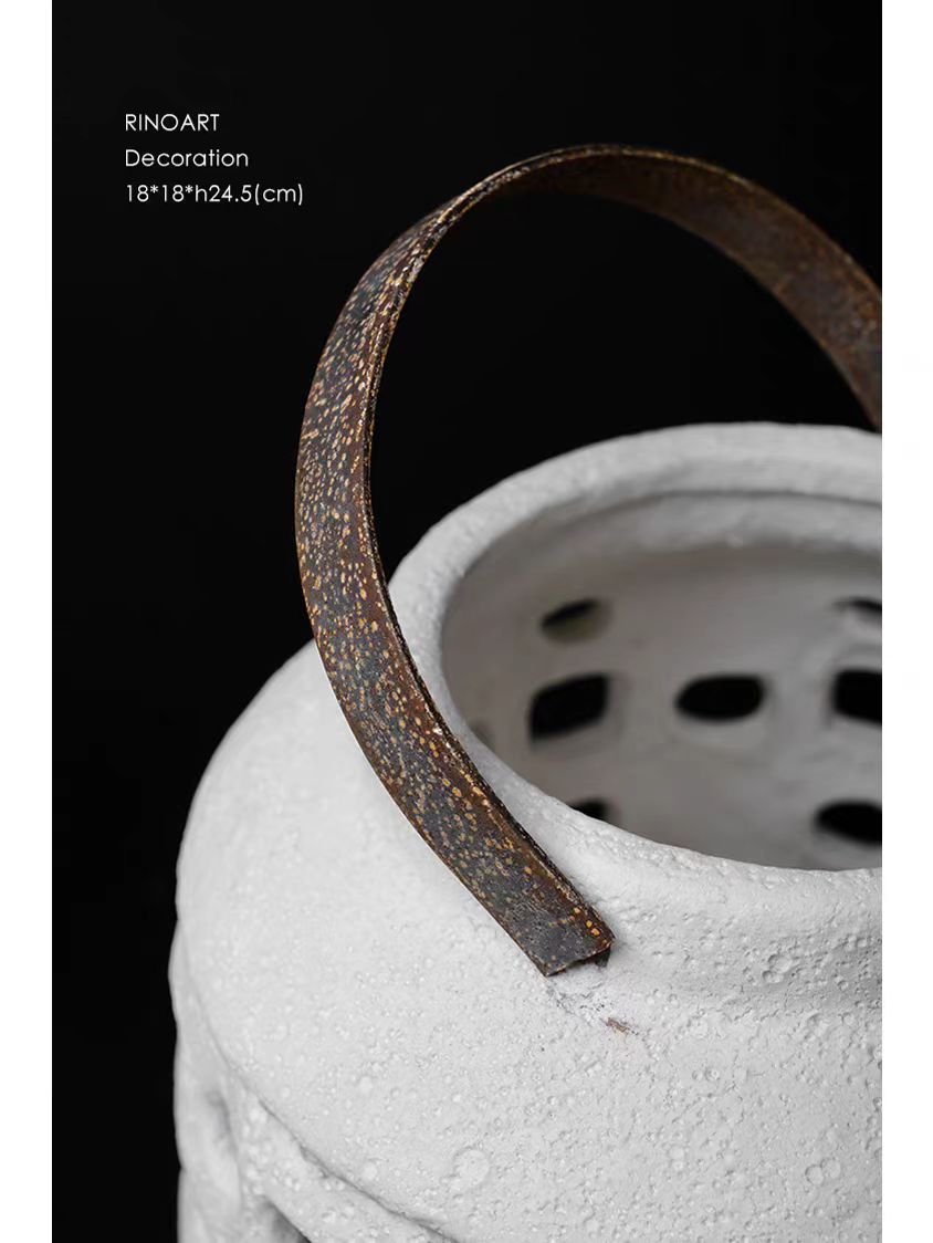 DC110 - Handheld! Ceramic artist Wabi-Sabi hand-carved blank candlestick outdoor wind lamp fireplace interior ornament