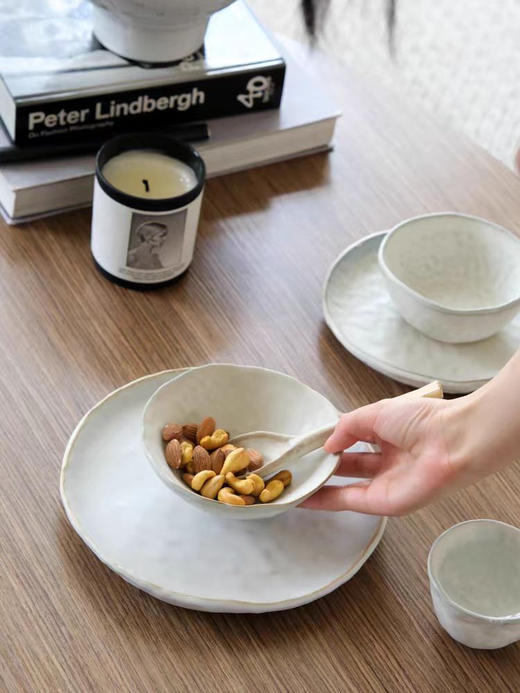 DC175-180 - Ceramic artist "Moonlight" series, Wabi-sabi matte natural clay, for one person/two-person plain tableware
