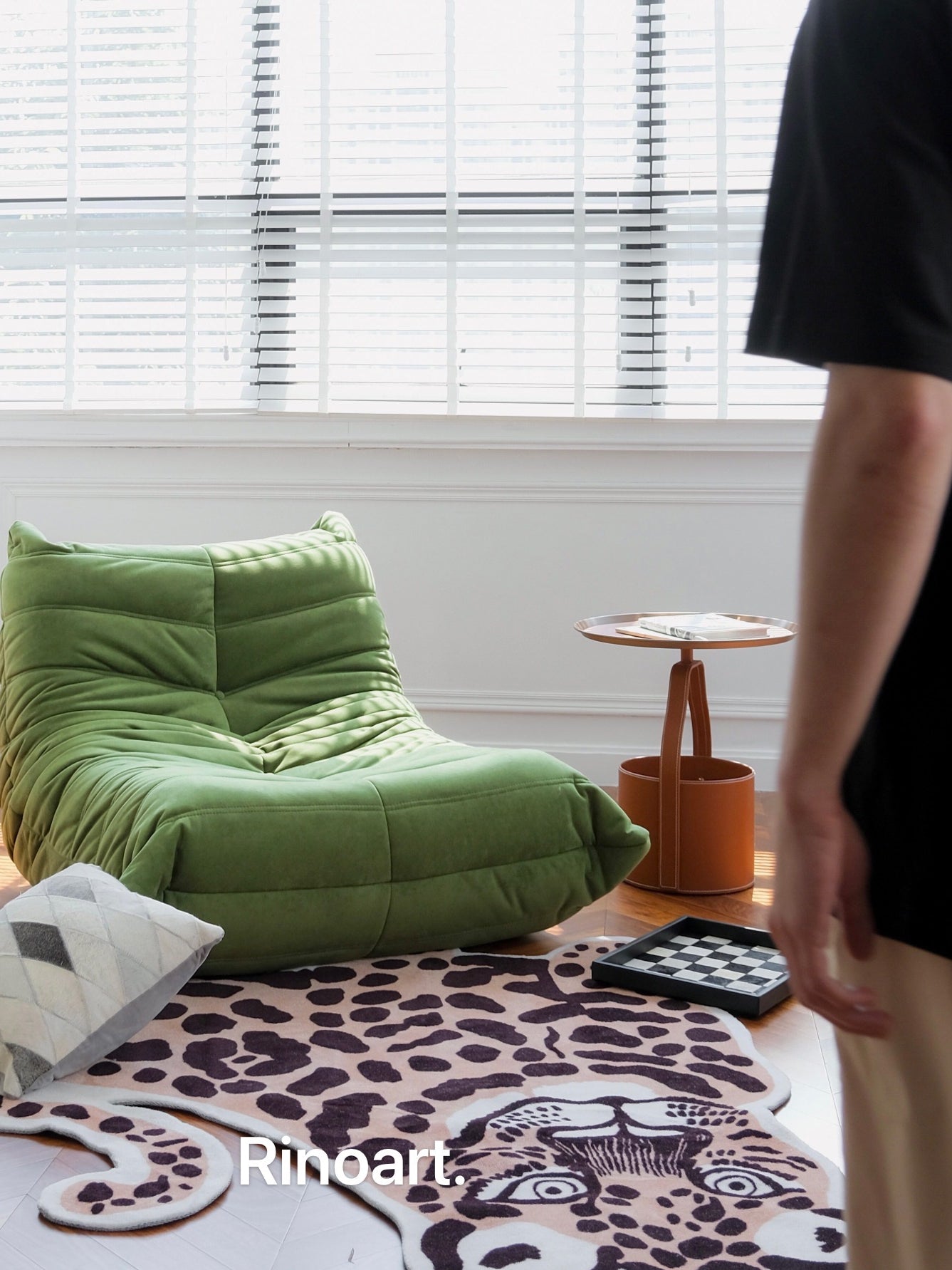 CH026（Single Seat) - Togo Sofa in Vintage Green: French-style, Cozy Lounge Chair, Reading Nook