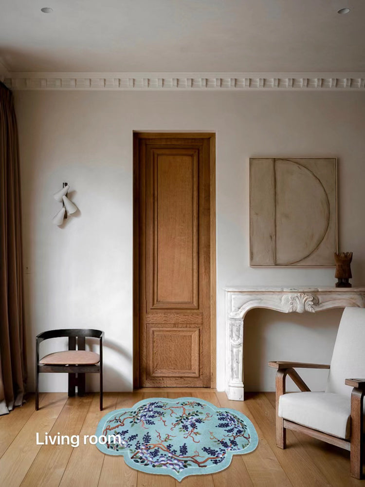 CP055 - Embroidered Cloisonné Grape "Abundant Harvest" Embroidered Carpet Oriental Paris Bedside Bathroom Small Carpet