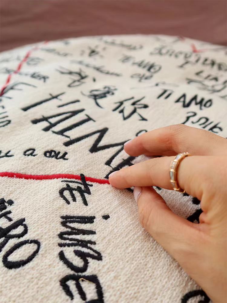 CH020 - "Love Letter" Pouf with 3D Embroidery