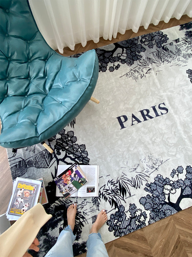 CP013 - Luxury Black and White Paris Handmade Carpet Living Room Bedroom Cloakroom Mat Large Area Simple Home Nordic Gray