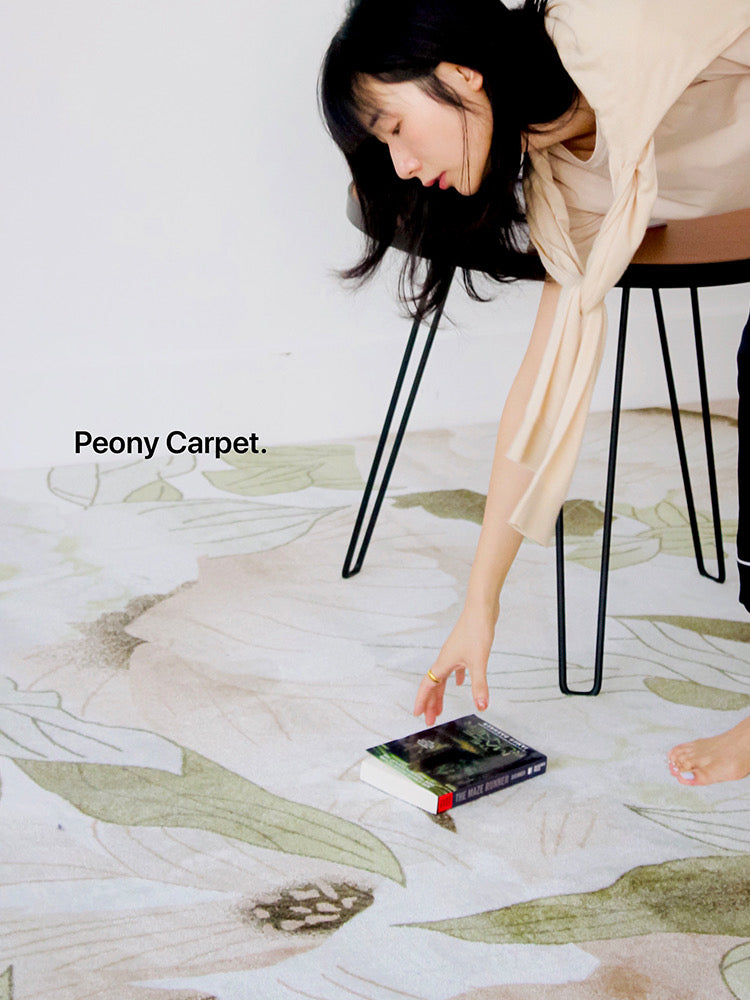 CP014 - Ink Peony! Rare Japanese-style Light Luxury Carpet Living Room Bedroom Coffee Table Mat Bedside Carpet Custom Mat