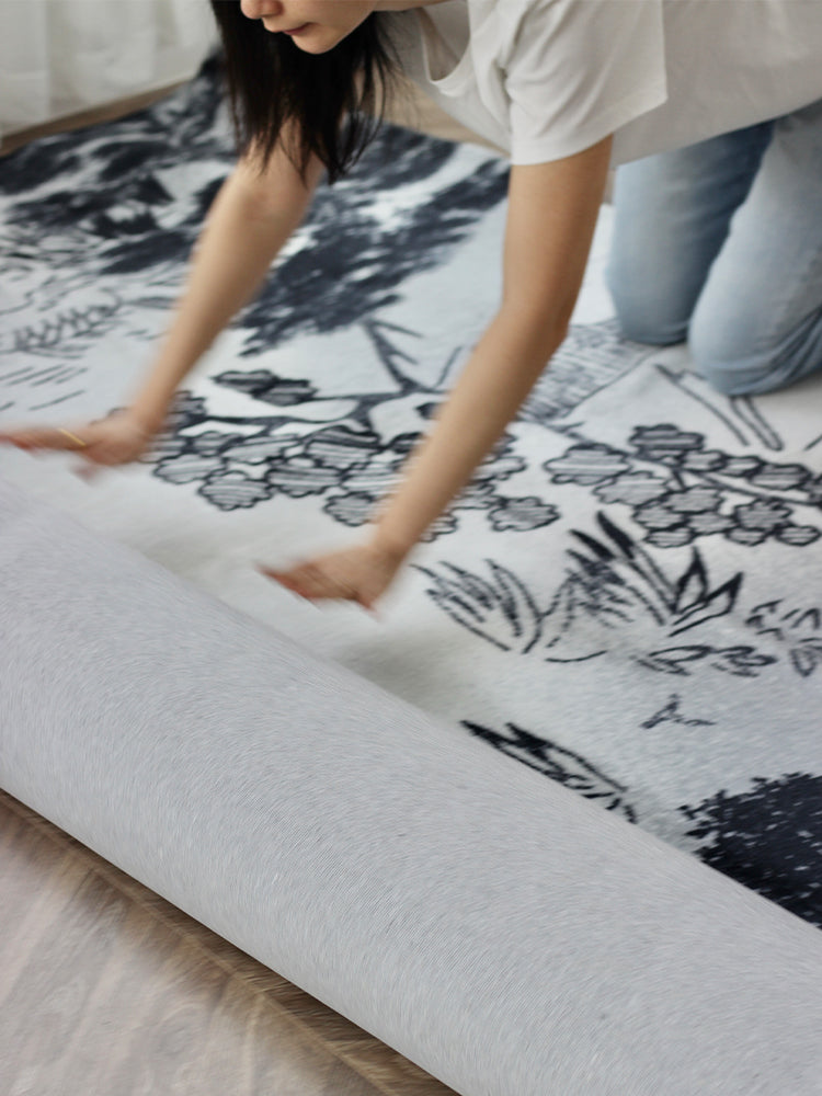 CP013 - Luxury Black and White Paris Handmade Carpet Living Room Bedroom Cloakroom Mat Large Area Simple Home Nordic Gray