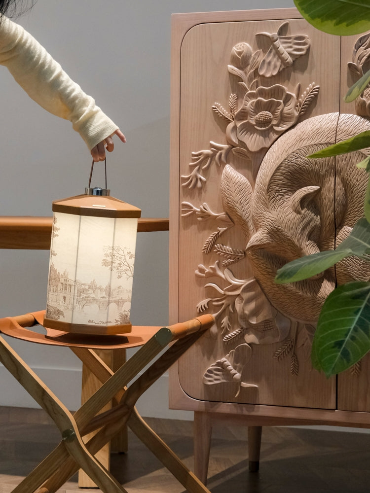 GA017 - South African Imported Vintage Hand-carved White Waxwood Fox Foyer Cabinet: Bedside Cabinet, Luxurious