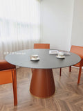 YA003 - European Imported Handmade Leather Family Multi-purpose Round Dining Table Network Rock Table Light Luxury Modern Simple