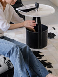 YA020 - HERM@S So Black Italian Handcrafted Saddle Leather Sofa Side Table: Luxurious, Portable, Bedside