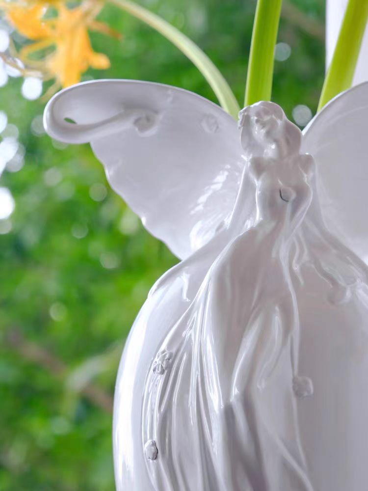 DC181 - AstierdeVillatt* Series Embossed Vintage Artifact "Lily Goddess" Pearl Glaze Vase Decoration