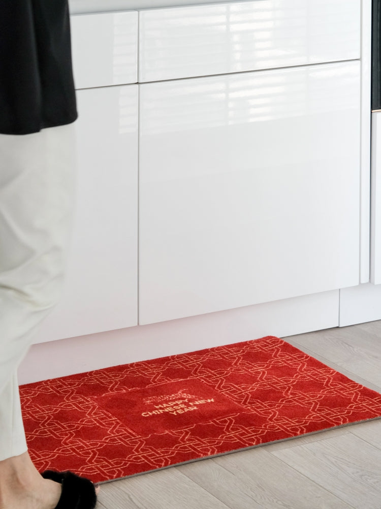 CP058 - French Red "Oriental Paris Peace Button" Junmping Series Entrance Mat Living Room Entrance Small Carpet