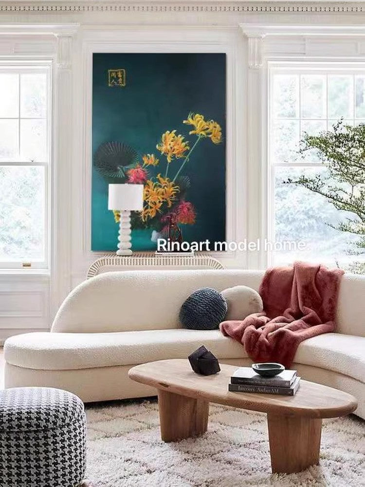 AH144 - Hand-painted Oil Painting "Wealthy Idle Person" Realistic Flowers